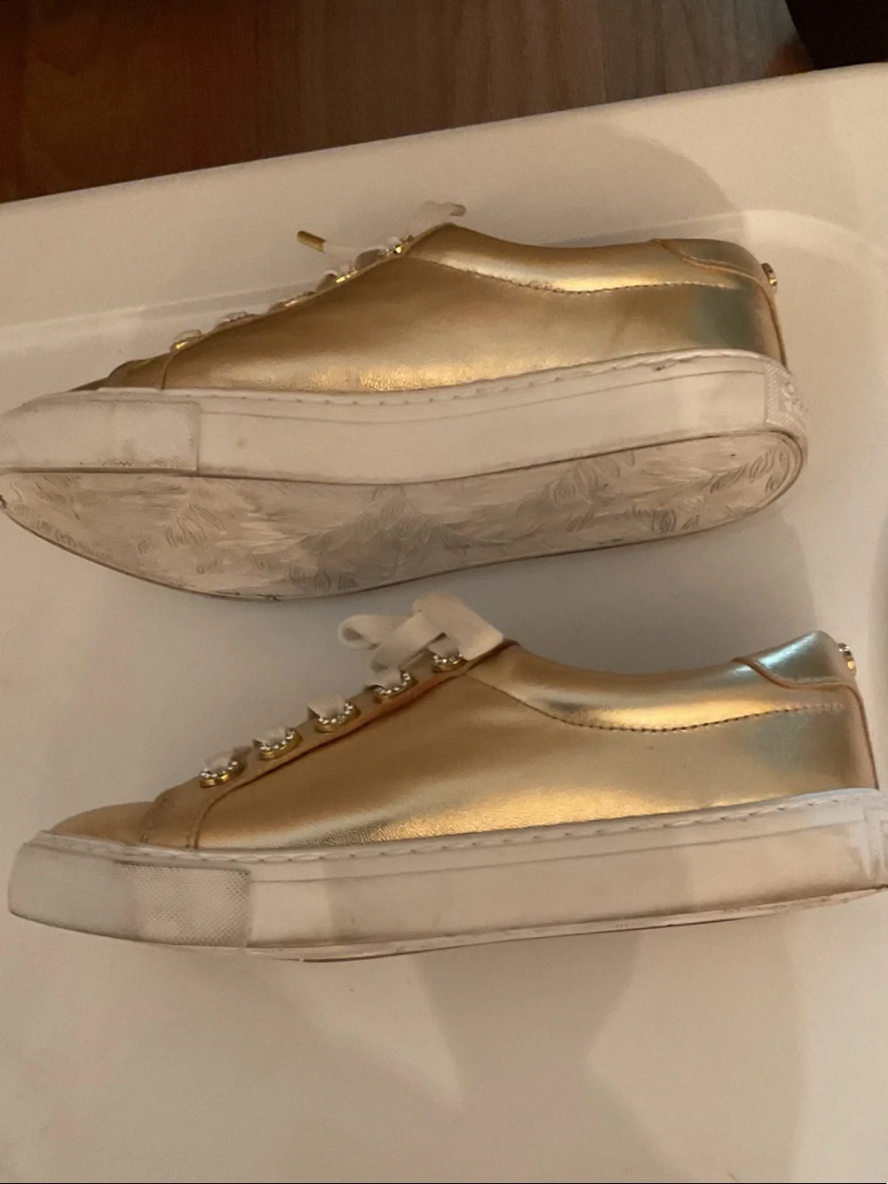 Lilly Pulitzer Metallic Gold Lace-Up Sneakers